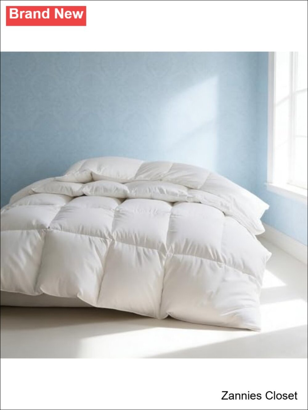 ✨Martha Stewart Goose Feather Down Fiber Comforter Queen 100% Cotton All Season